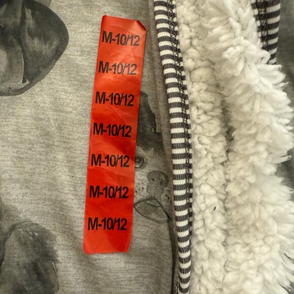 Woodrow Friends Bath Robe Boys 10 Gray Dog Faces Fleece Cozy Comfort Hooded Swim - Picture 8 of 8